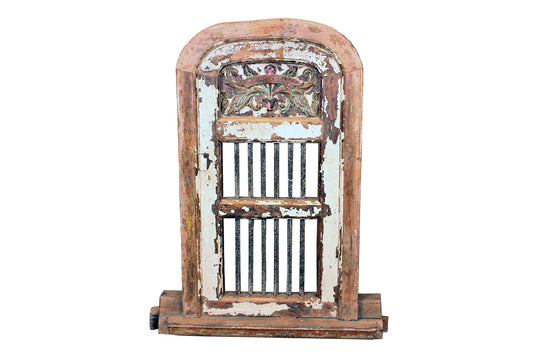 Old Wooden Window with Bars 96x20x129cm - #DP-255